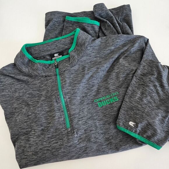 Colosseum Oregon Ducks Heathered Quarter Zip Long Sleeve Pullover, Mens XXL - Picture 1 of 8